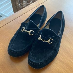 Vtg Gucci Horsebit Suede Black Loafers